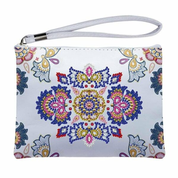 diamond painting pochette flowers white