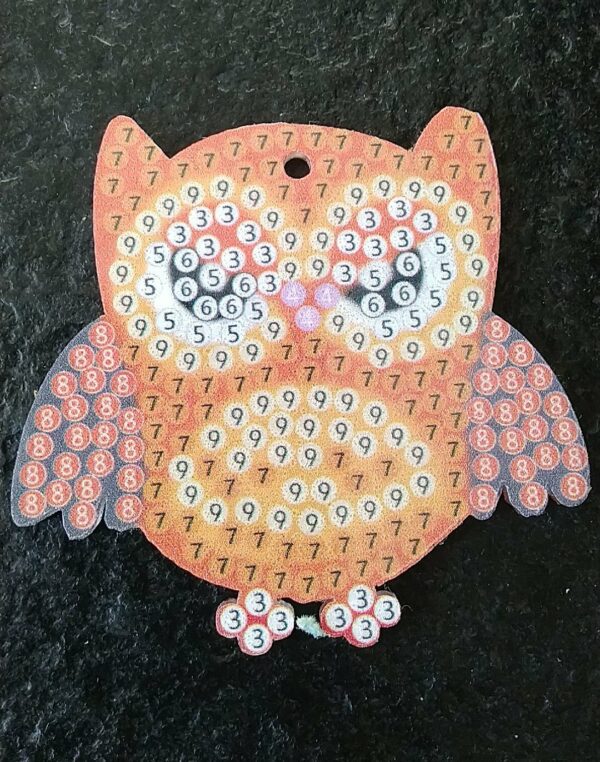 Diamond Painting Portachiavi Gufo Arancione - immagine 2