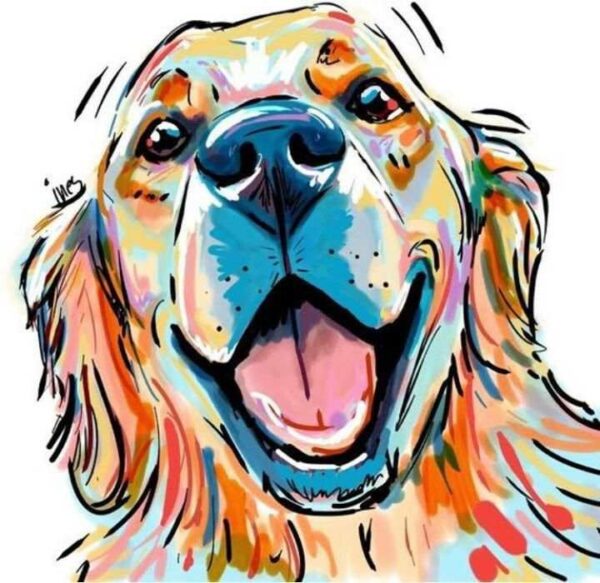 diamond painting smiling dog