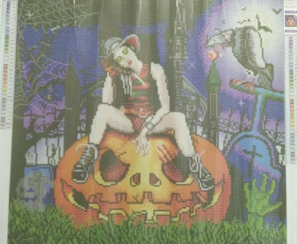 Diamond Painting Witch on pumpkin - immagine 2