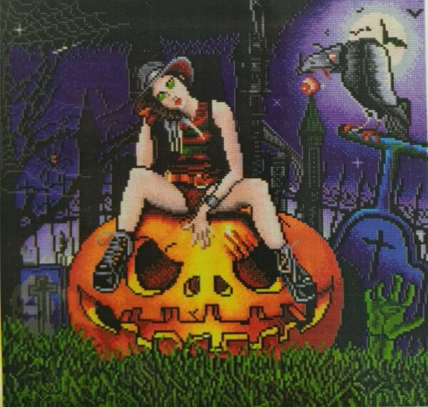 Diamond Painting Witch on pumpkin